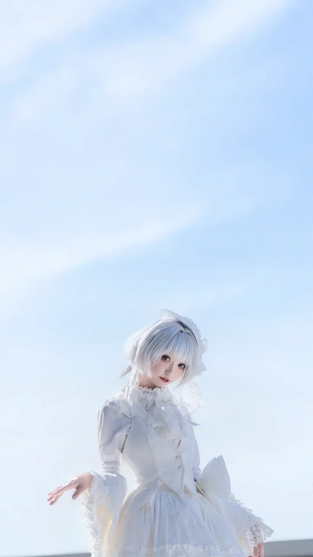 【要楽奈コスプレ】CP31イベント写真、屋上の光と影に映える純白の世界 - 小野寺地瓜 - 2枚目