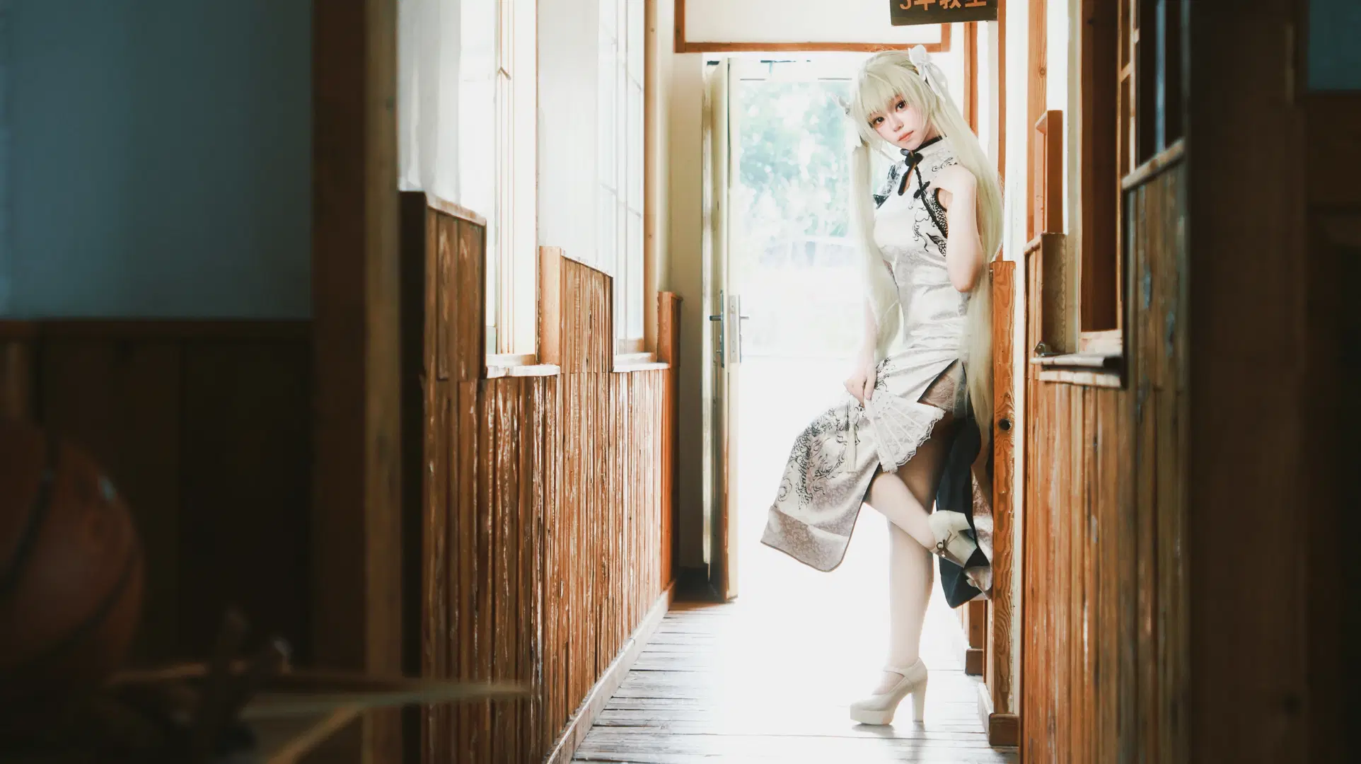 【穹妹cos】緣之空的白旗袍與白絲搭配 - Little Z - 第5張