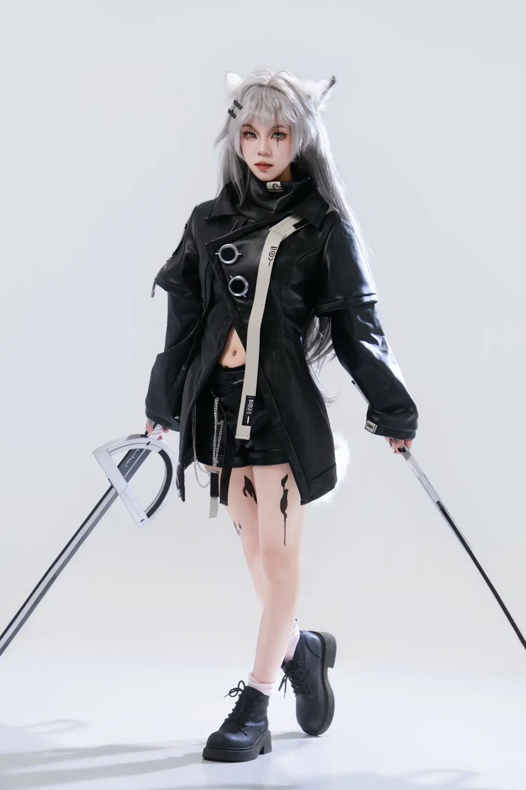 二次元摄影, 明日方舟, 拉普兰德cos, 兽耳, 皮衣