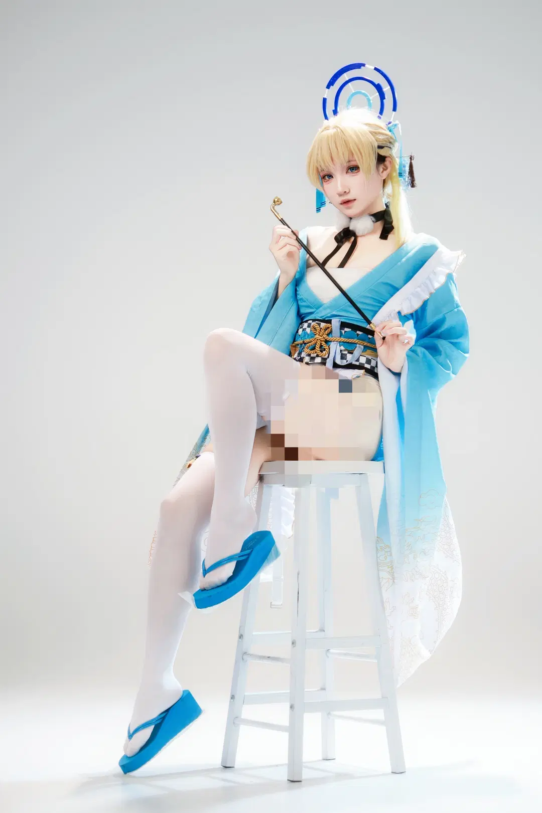 コスプレ, 二次元撮影, ブルーアーカイブ, 白ストッキング, 飛鳥馬トキ コスプレ
