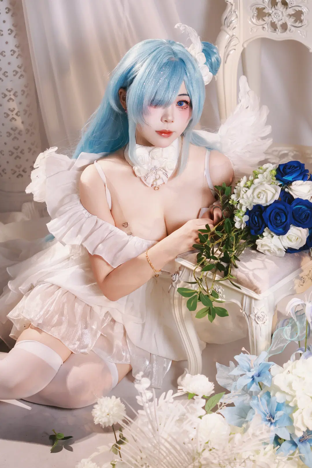 【雅努斯cos】碧蓝航线花嫁，蓝发白裙的梦幻演绎 - Little Z - 第3张