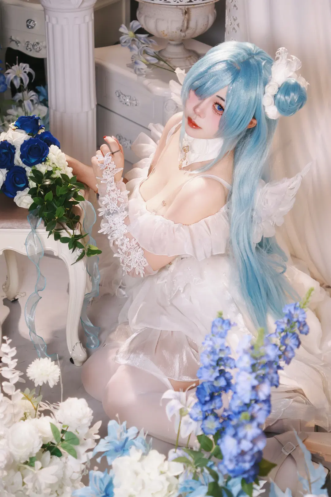 【雅努斯cos】碧蓝航线花嫁，蓝发白裙的梦幻演绎 - Little Z - 第7张