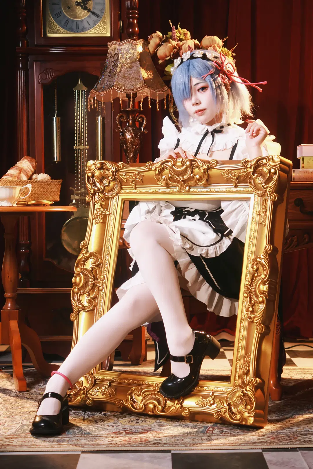 【蕾姆cos】從零開始的異世界生活，復古畫框中的白絲女僕 - Little Z - 第5張