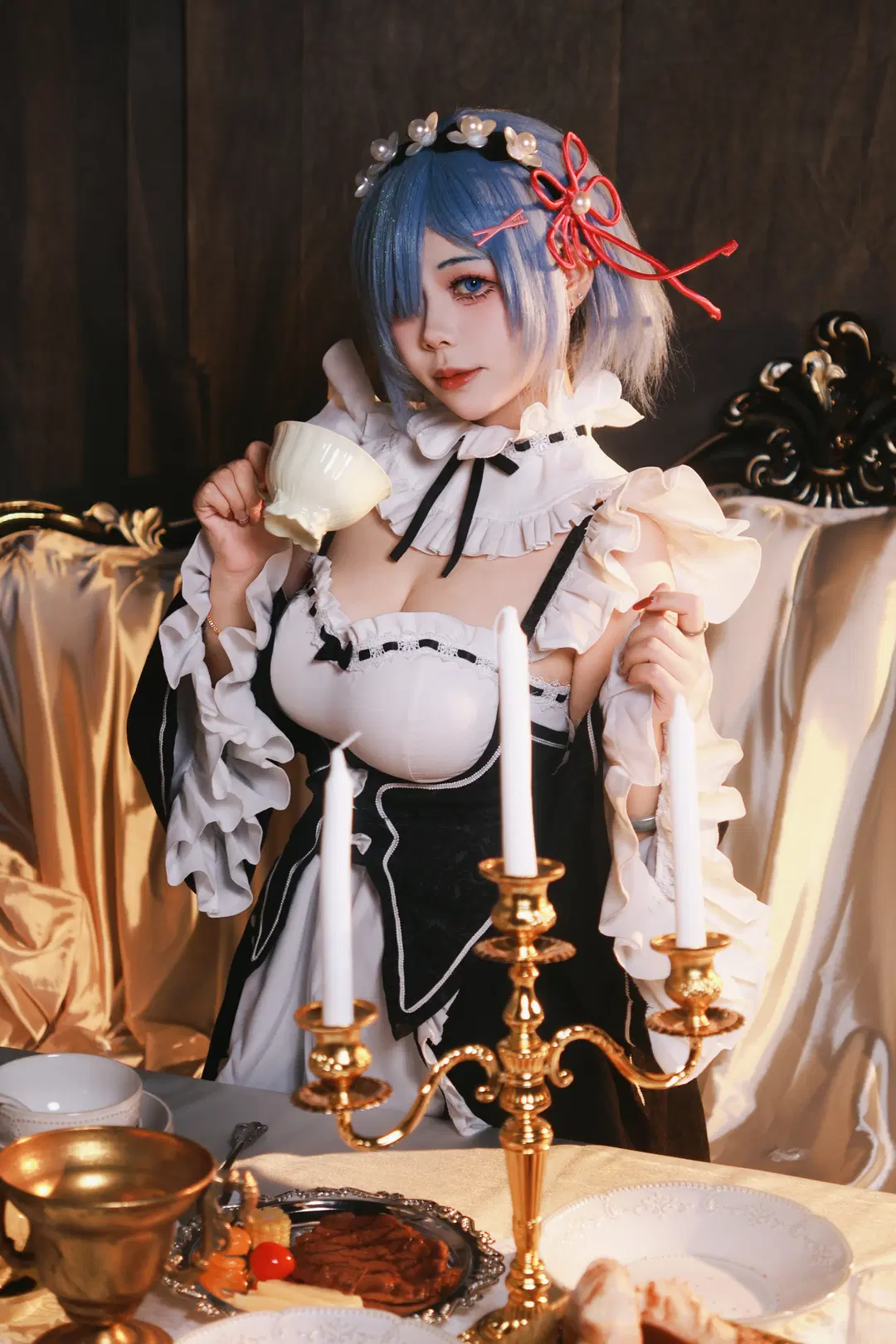 【蕾姆cos】從零開始的異世界生活，復古畫框中的白絲女僕 - Little Z - 第7張