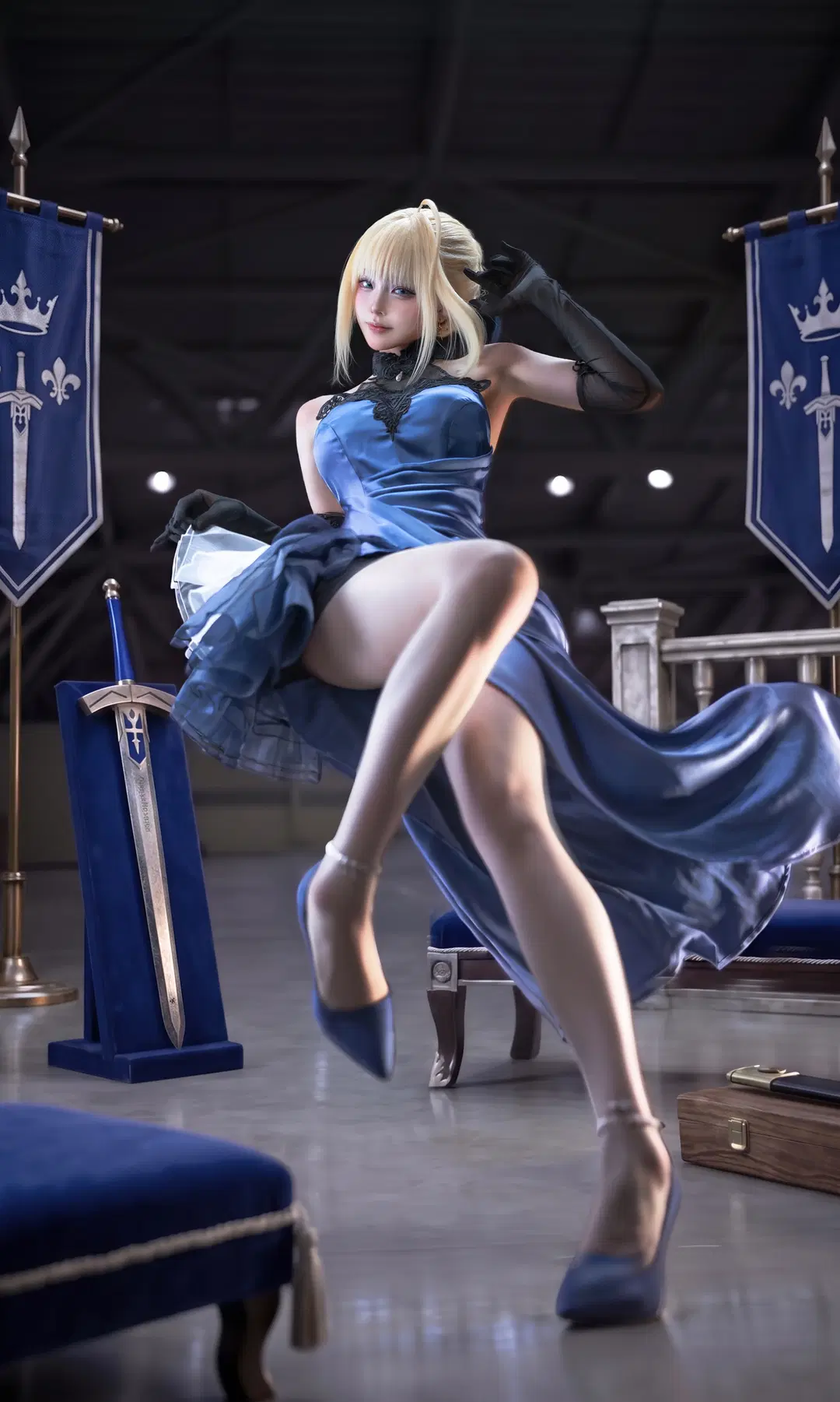 Fate/Grand Order, Saber cosplay, Black stockings