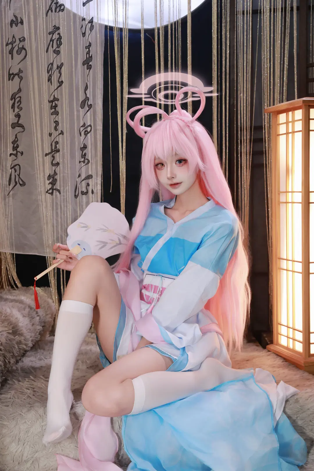 蔚蓝档案, 小鸟游星野cos, 白丝cos, 二次元棚拍, 中秋节cos