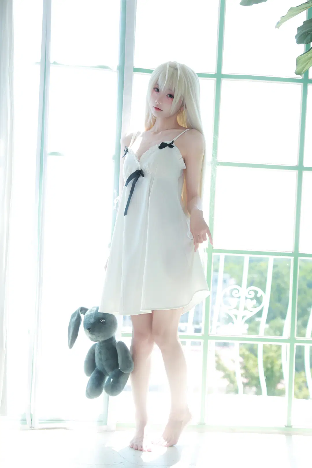 【春日野穹cos】缘之空穹妹睡衣，黑白蝴蝶结与蓝兔子的治愈时光 - Aoi葵 - 第2张