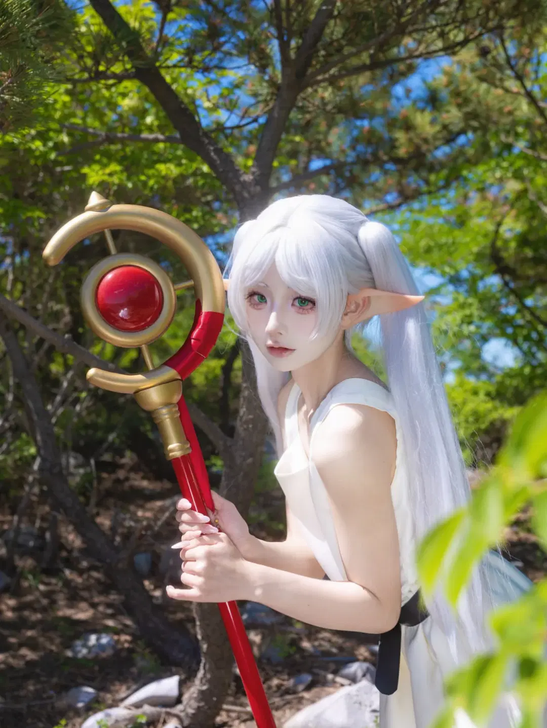 cosplay, 葬送的芙莉莲, 芙莉莲cos, 精灵耳, 外景森林