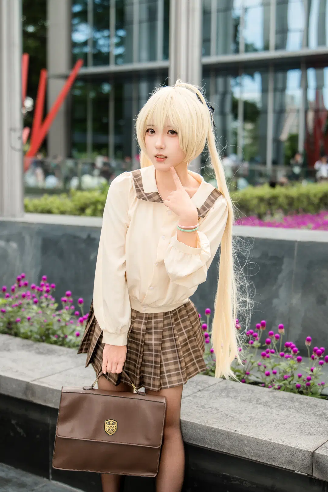 【穹妹cos】风吹过漫展，棕色格纹校服的秋日漫展返图 - -祈郁KiYui- - 第2张
