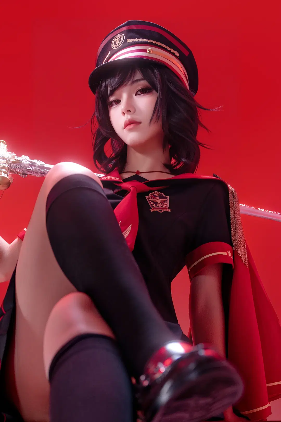 二次元摄影, JK制服, 白棚人像, 黑丝袜, 少女暴君cos