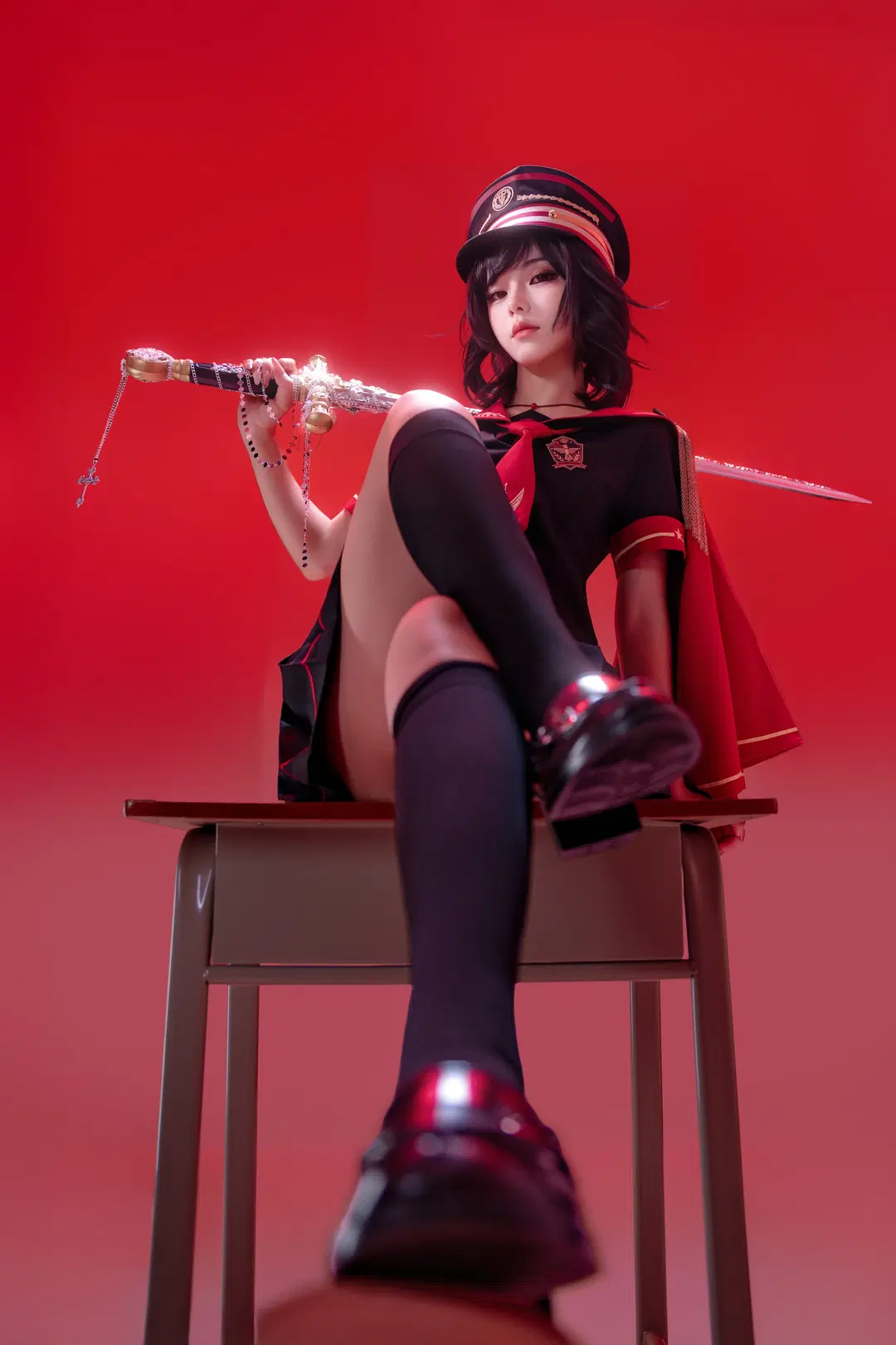 白棚光影下的少女暴君风JK制服cosplay - 海海📸 - 第2张