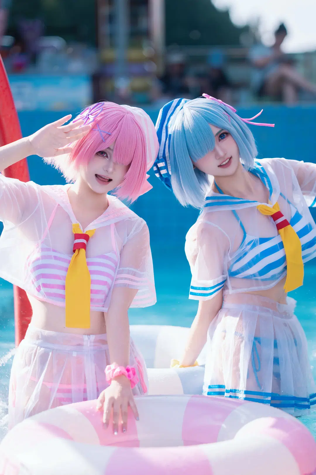 【蕾姆拉姆cos】从零开始的异世界 泳池水着水手服正片 - 海海📸 - 第2张