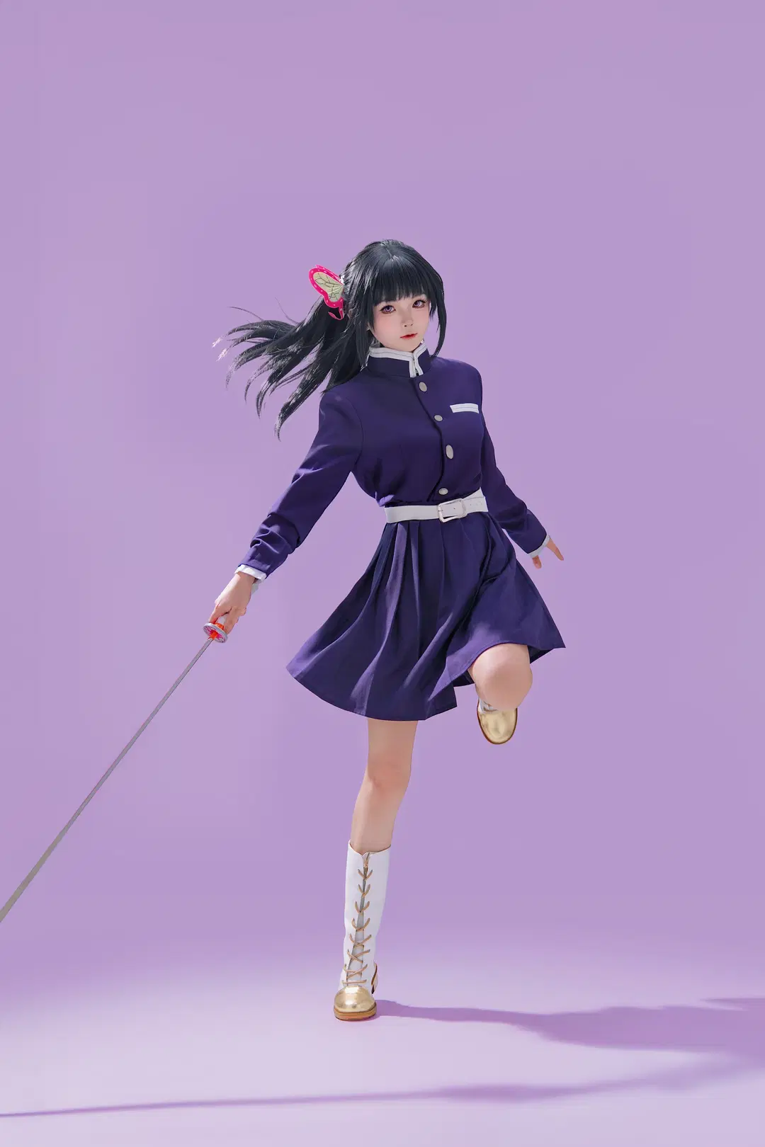 香奈乎cos 紫制服与白披风的动作参考 - 海海📸 - 第11张