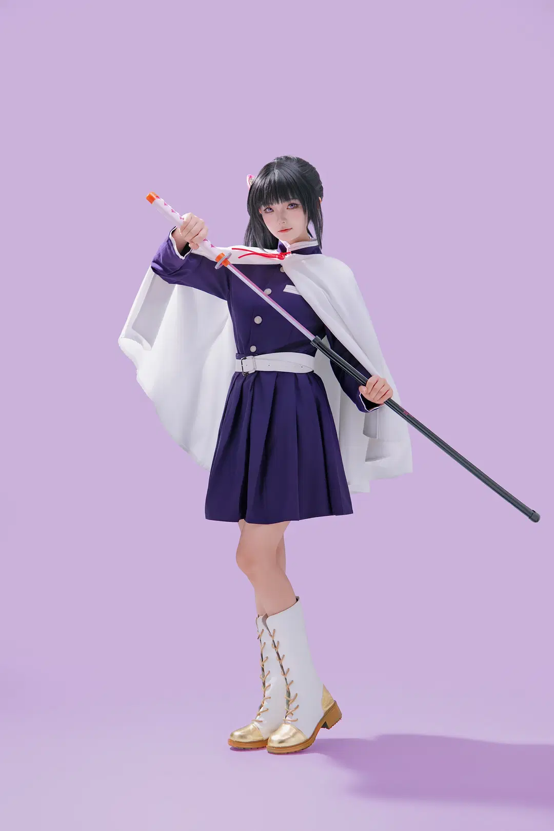 香奈乎cos 紫制服与白披风的动作参考 - 海海📸 - 第14张