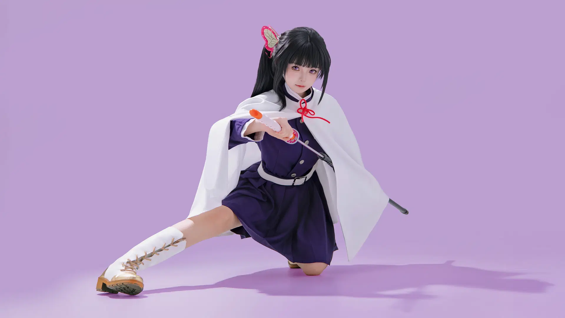 香奈乎cos 紫制服与白披风的动作参考 - 海海📸 - 第3张
