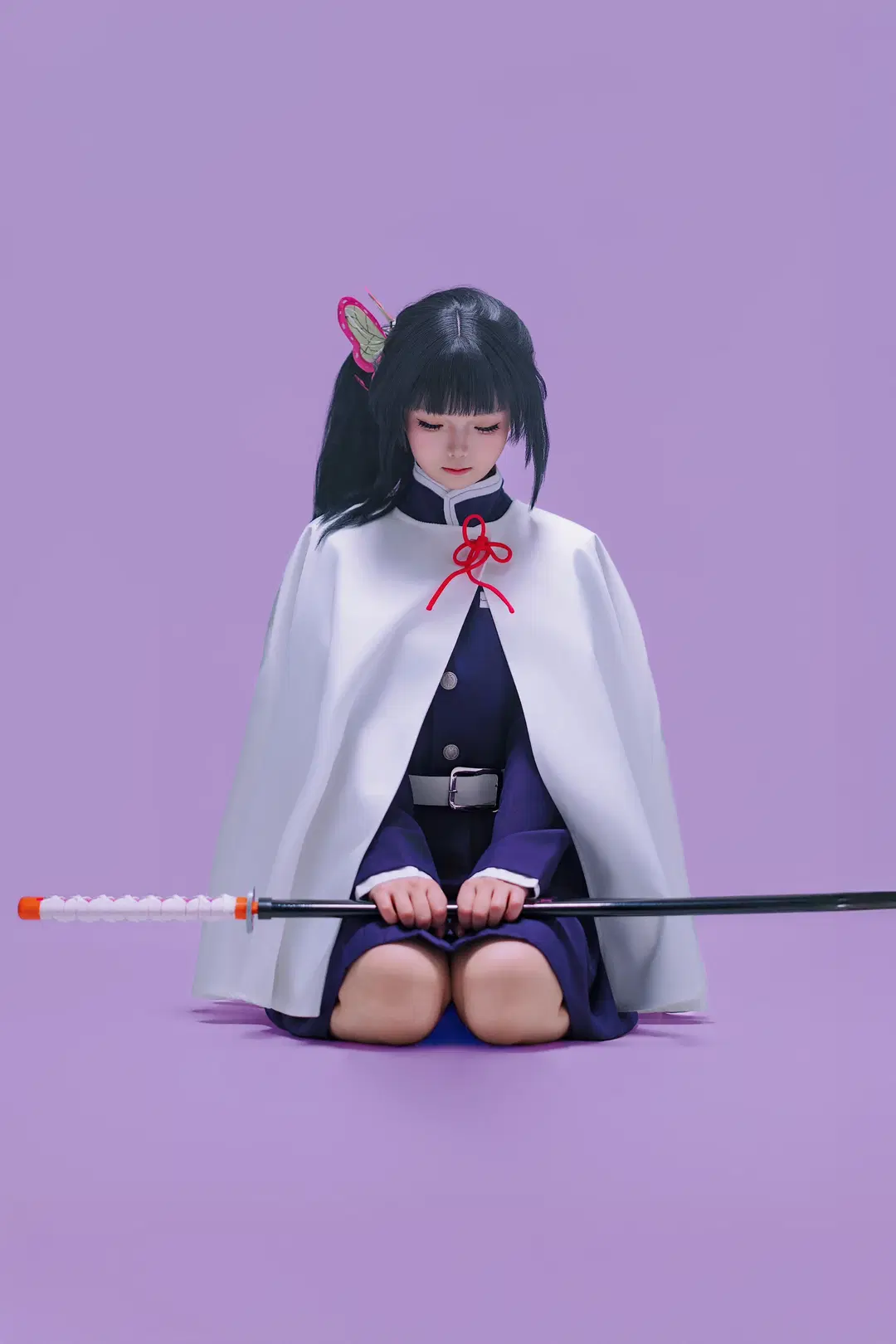 香奈乎cos 紫制服与白披风的动作参考 - 海海📸 - 第6张