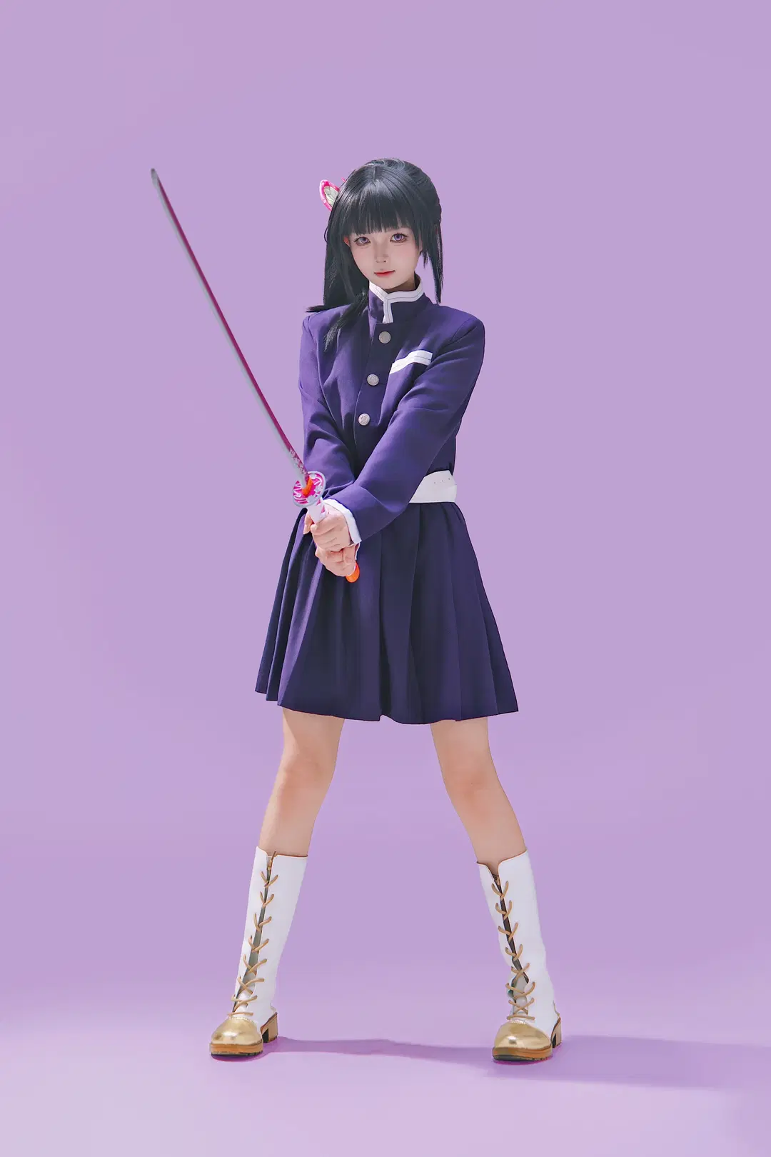香奈乎cos 紫制服与白披风的动作参考 - 海海📸 - 第7张