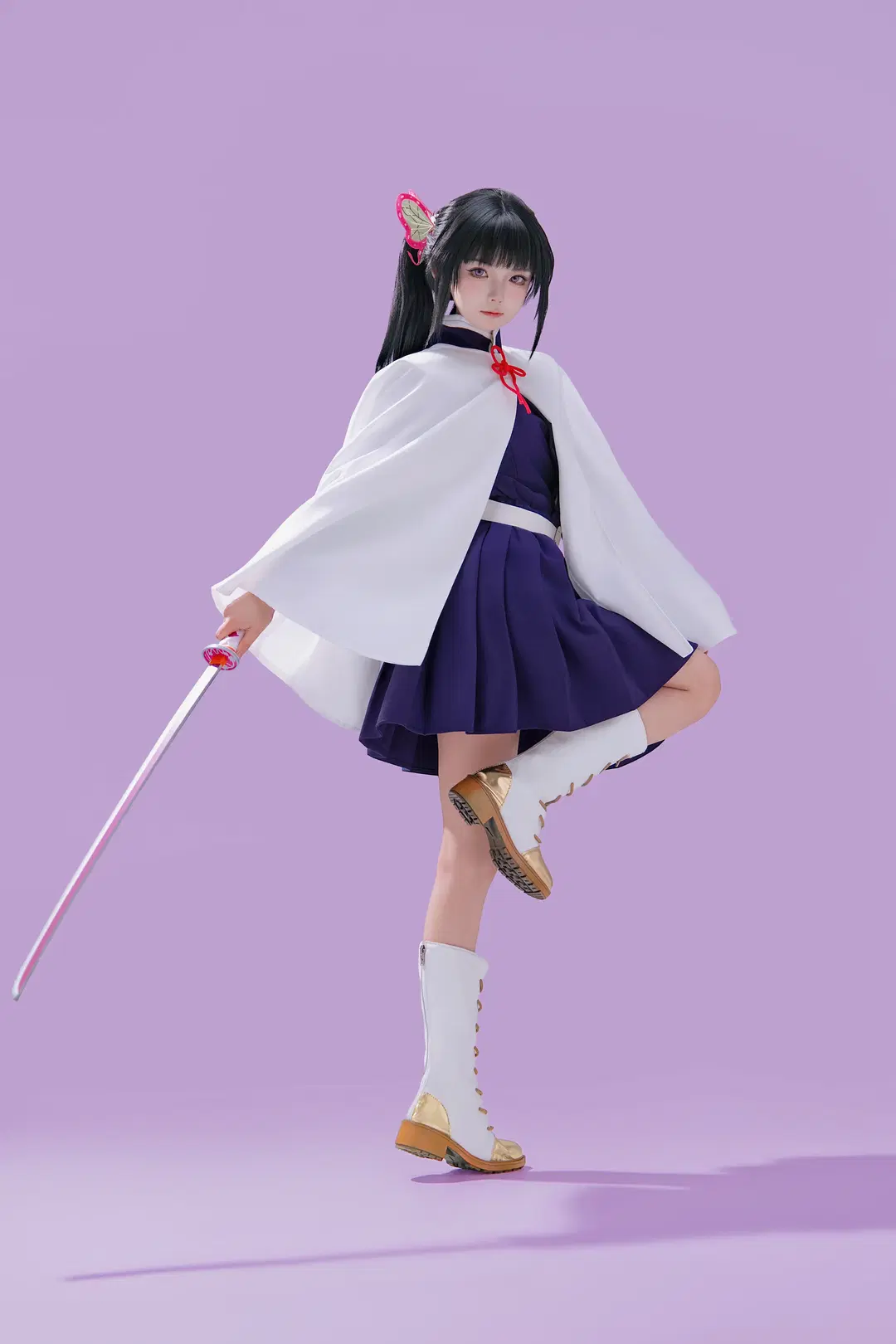 香奈乎cos 紫制服与白披风的动作参考 - 海海📸 - 第9张