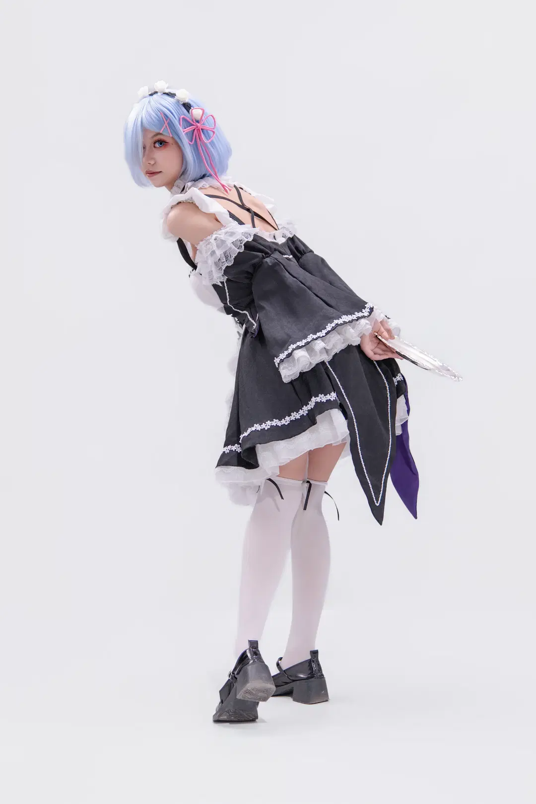 cosplay, 二次元摄影, 蕾姆cos, 白丝, 女仆装cos