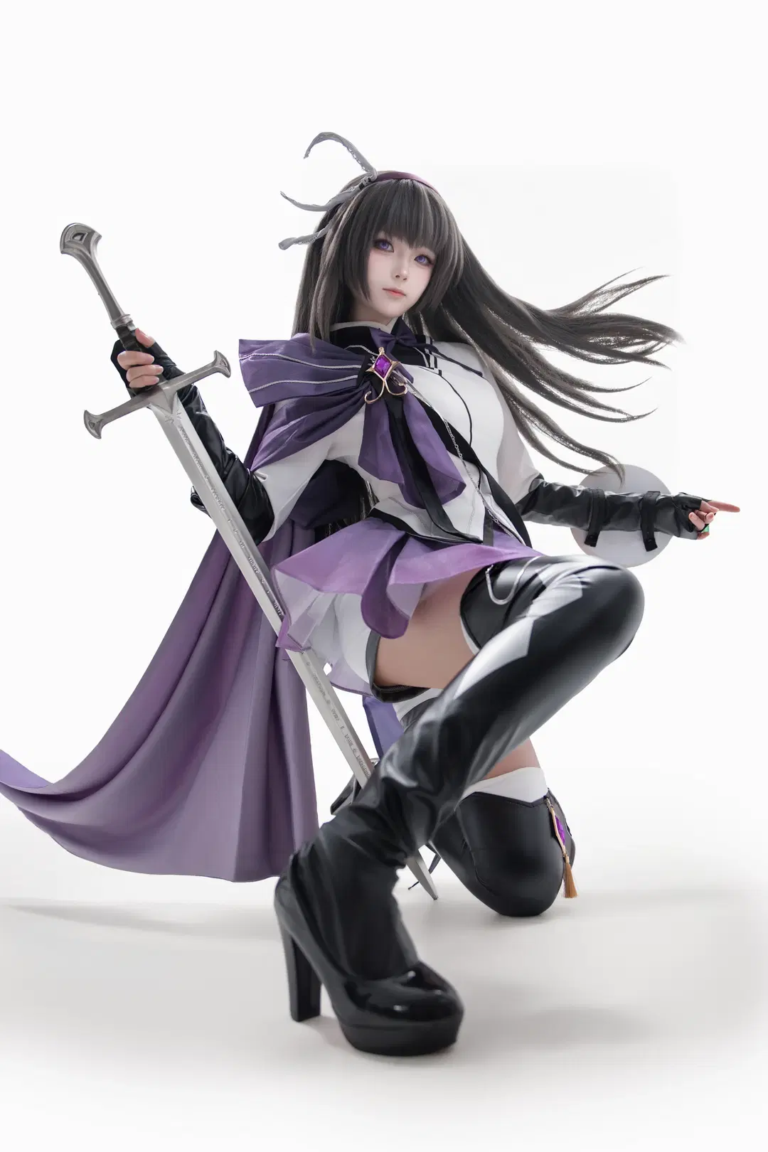 【晓美焰cos】魔法少女小圆骑士服九宫格拍照分享