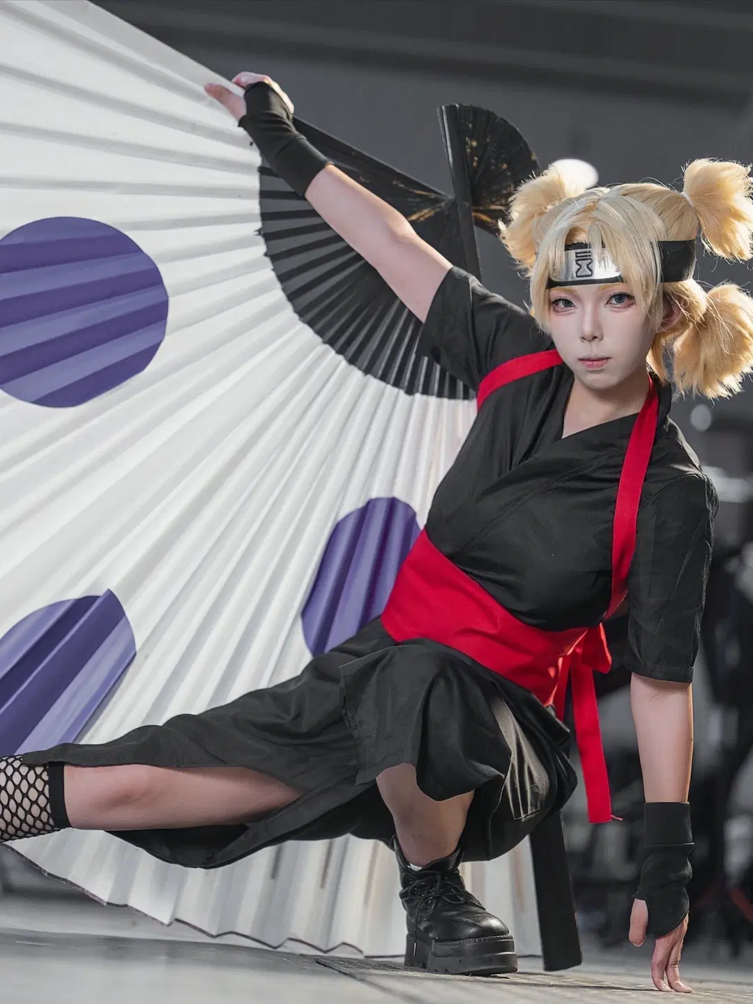 イベント写真, NARUTO -ナルト-, 網タイツ, 手鞠コスプレ, 風遁・大鎌鼬