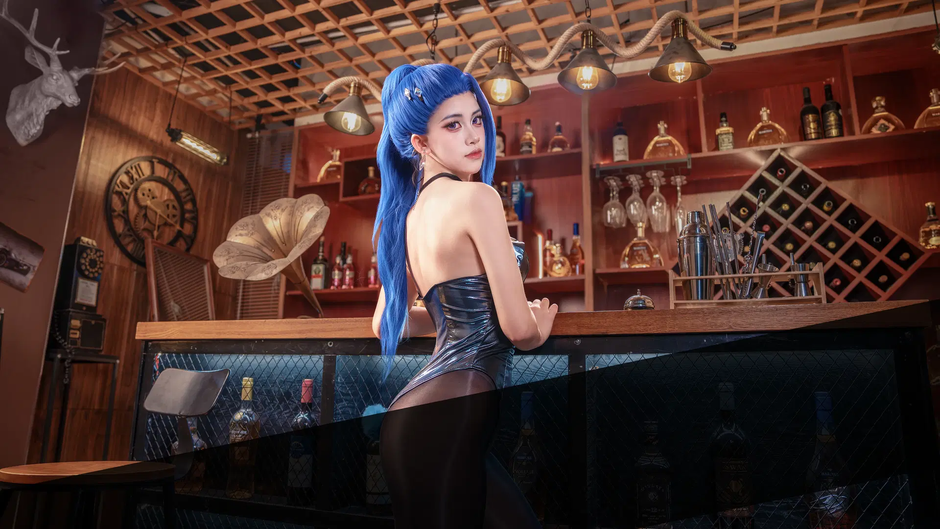 兔女郎, 酒吧写真, 英雄联盟, 卡莎cos, 丝袜