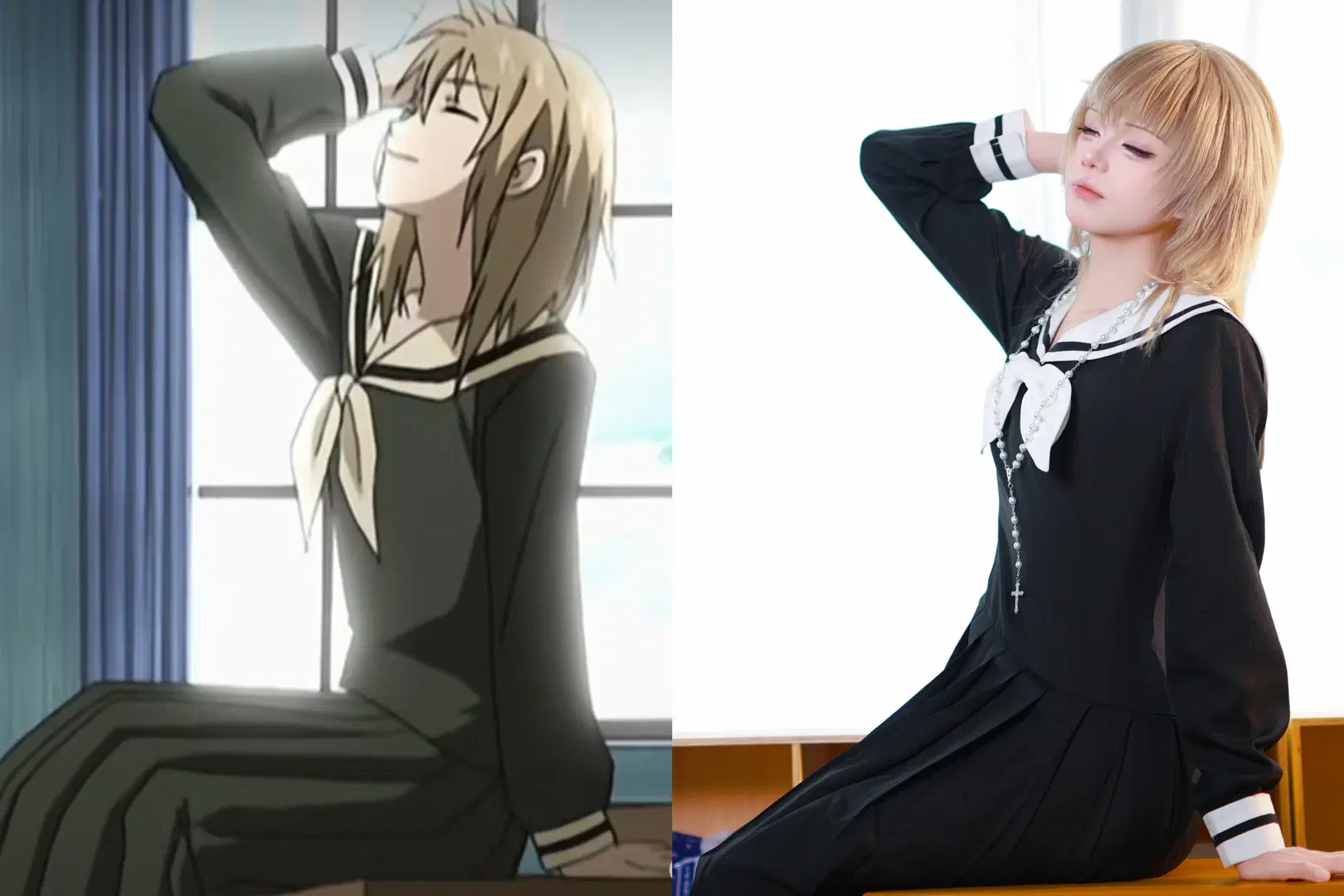 二次元cosplay, 水手服, 佐藤圣cos, 圣母在上, 玛利亚的凝望