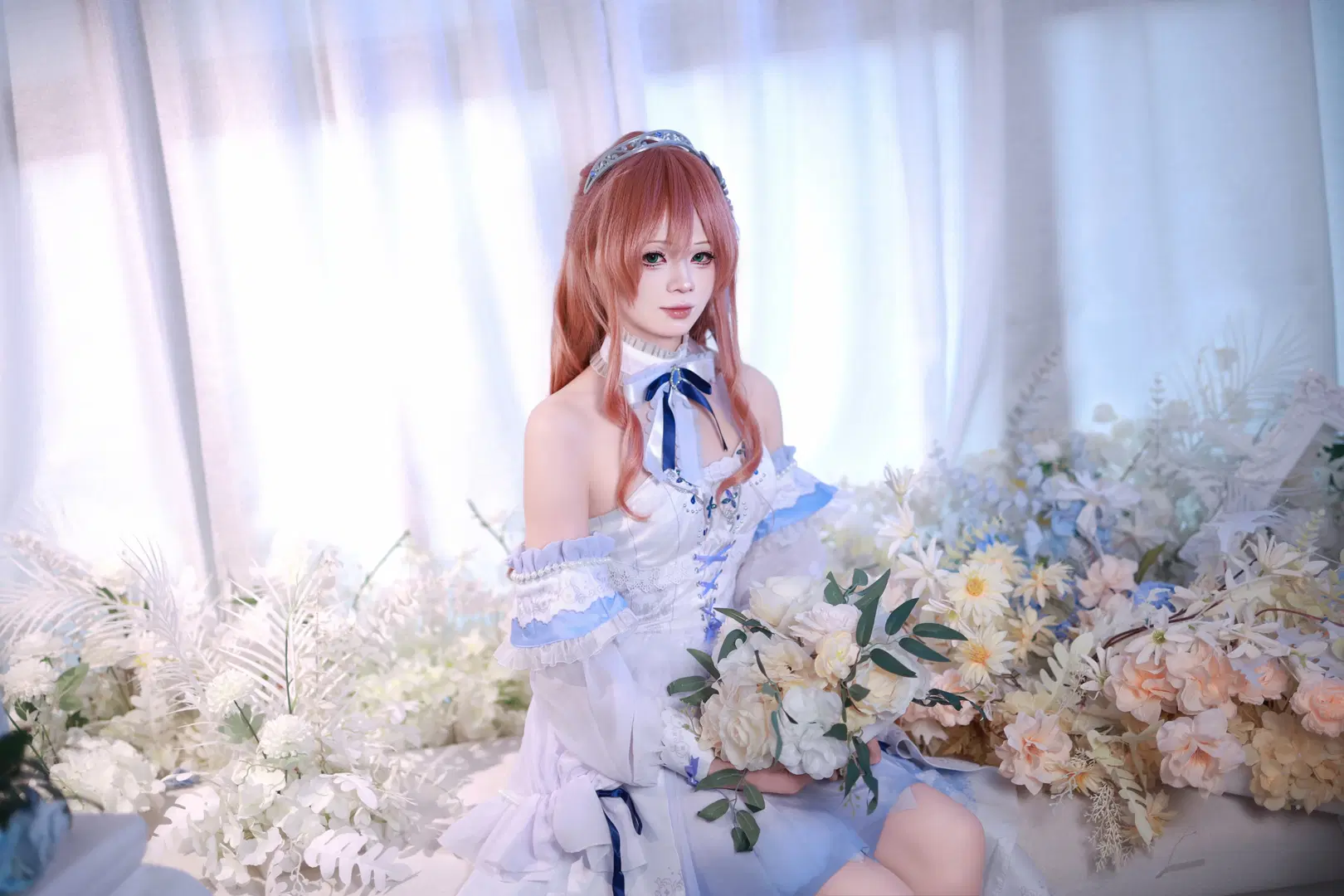 【今井丽莎cos】BanG Dream! 礎の花冠 白蓝婚纱风造型分享 - 十雨 - 第10张