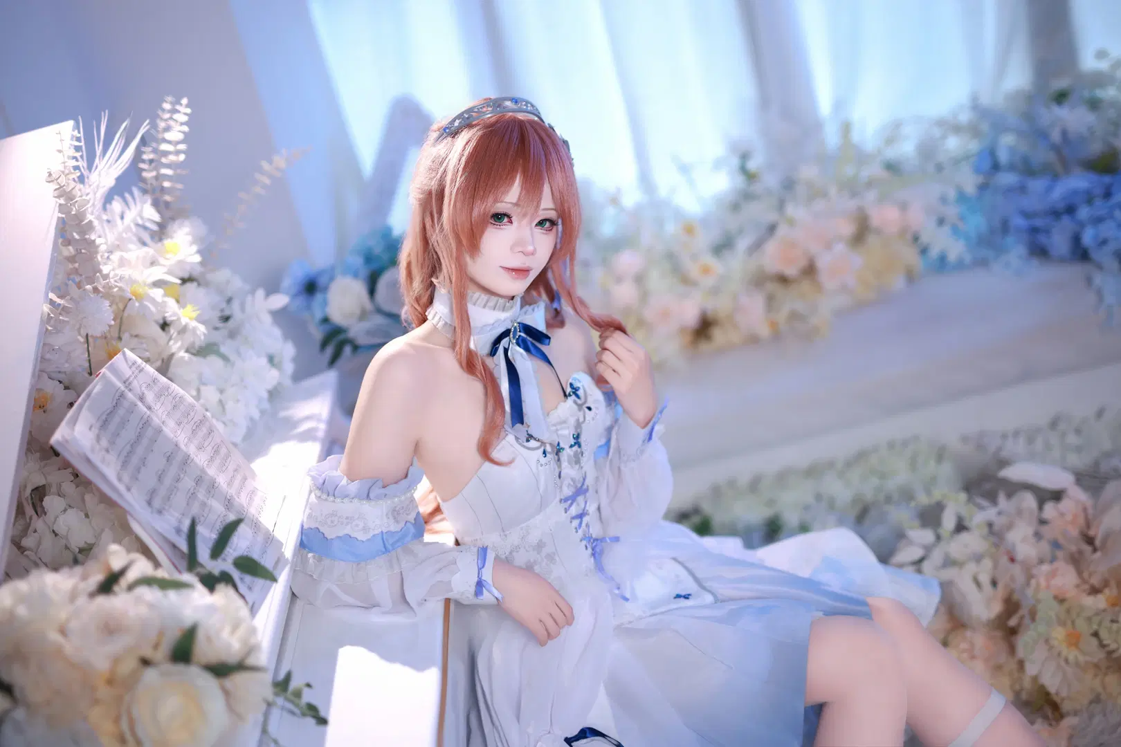 【今井丽莎cos】BanG Dream! 礎の花冠 白蓝婚纱风造型分享 - 十雨 - 第8张
