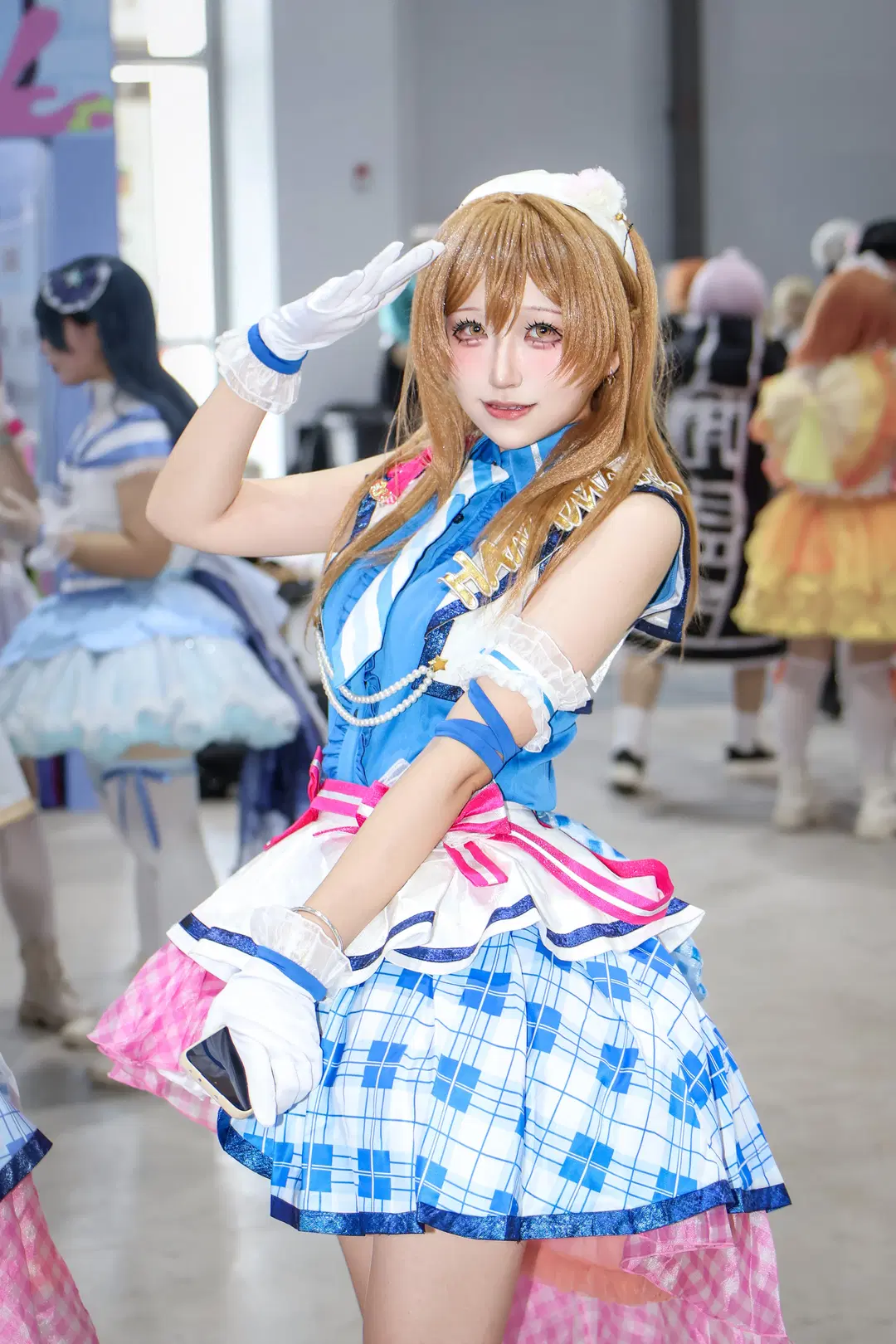 漫展返图, 偶像打歌服, 蓝白格子裙, Aqours, 国木田花丸cos