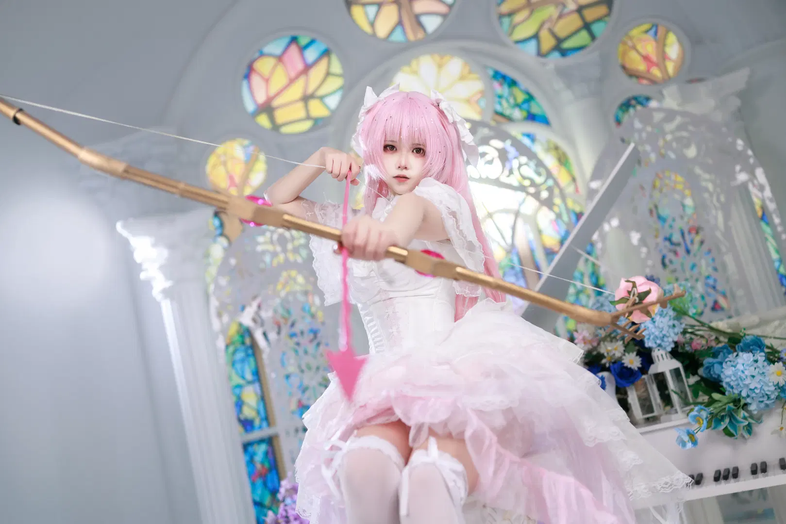 [Madoka Kaname cosplay] Ultimate Madoka Unleashed: The Pink Archer in a Dreamlike Cathedral by Kuzi - Image 3