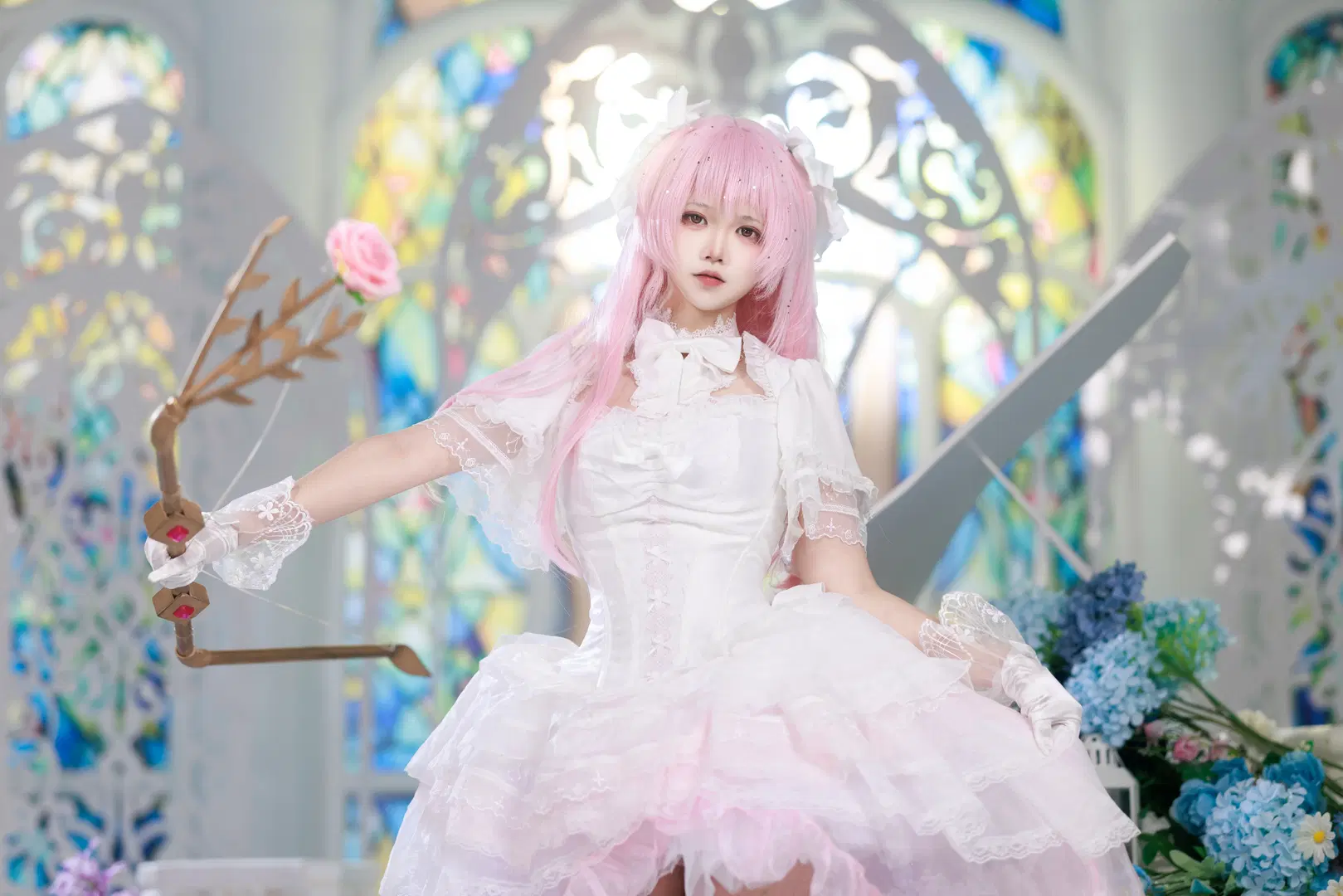 [Madoka Kaname cosplay] Ultimate Madoka Unleashed: The Pink Archer in a Dreamlike Cathedral by Kuzi - Image 9