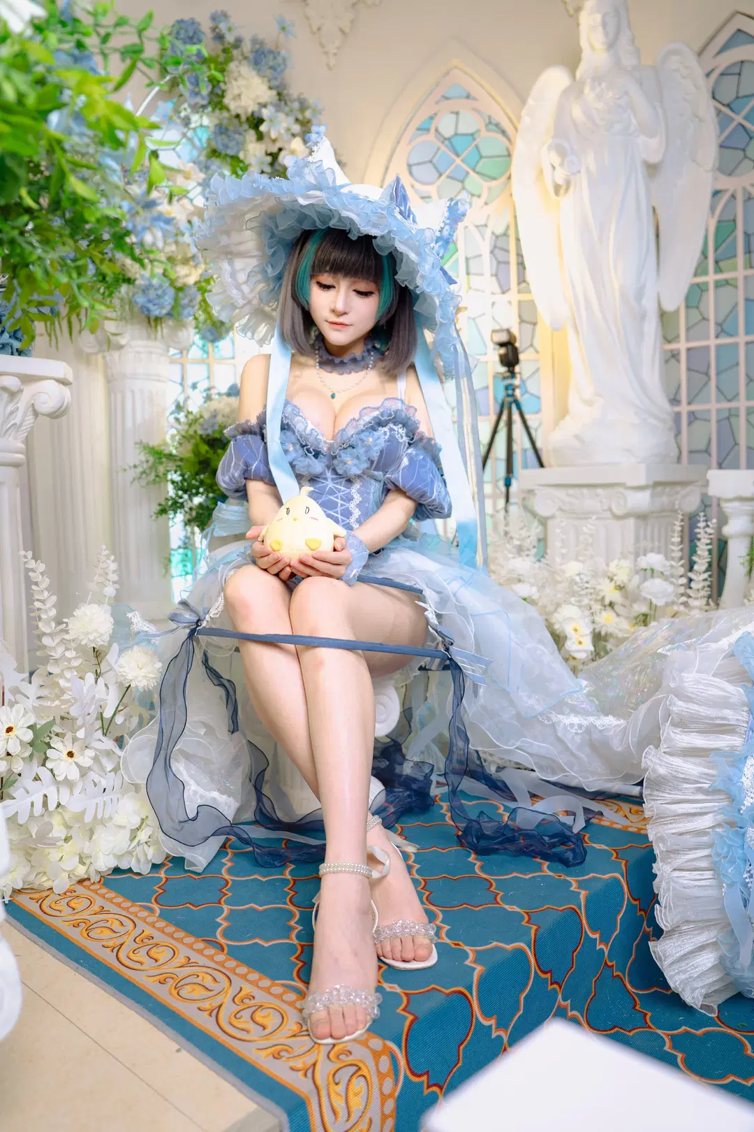 柴郡cos, 碧蓝航线, 游戏角色扮演, 二次元走进现实, 蓝白洋装cos