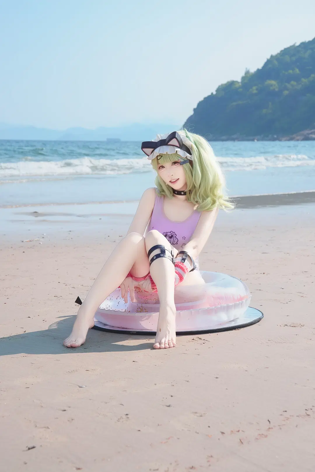 【千夏 コスプレ】海辺の砂浜の水着と可愛い猫耳の夏の衝突 - Shiro - 2枚目