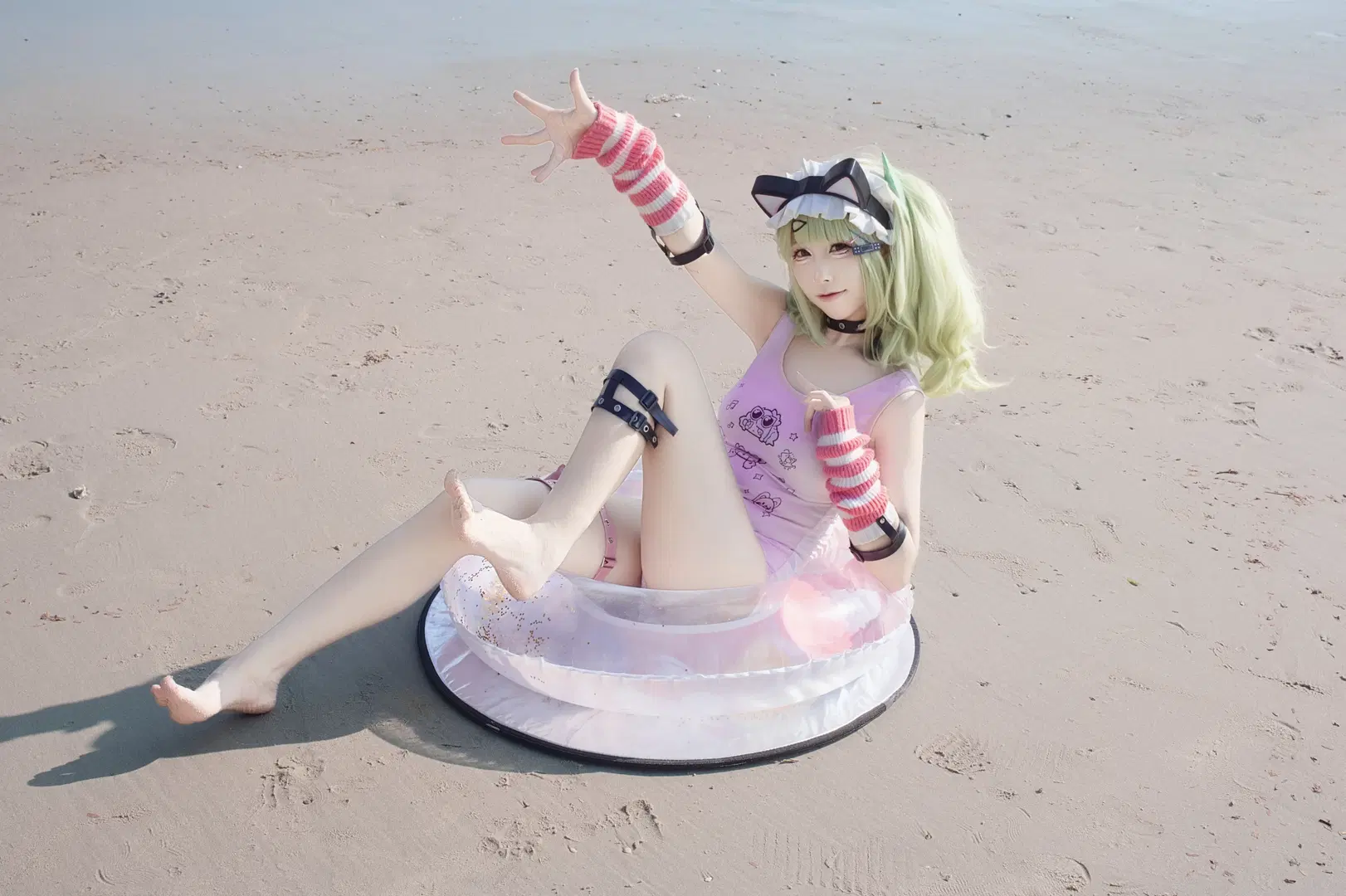 【千夏 コスプレ】海辺の砂浜の水着と可愛い猫耳の夏の衝突 - Shiro - 3枚目