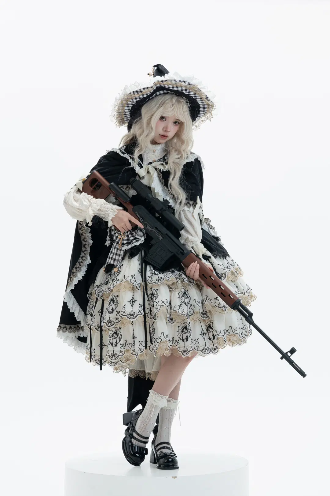 黑白格纹武装洛丽塔白棚拍摄记录 - 一只黑猫 - 第8张