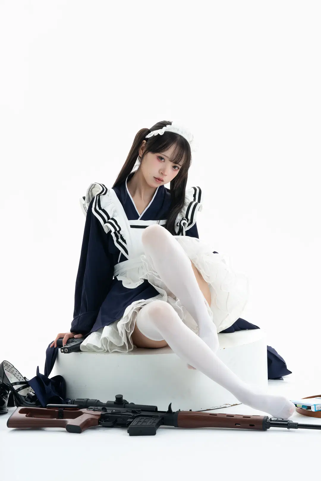 白ホリ和風メイド服撮影テスト：驚異の体幹バランスを披露 - 一只黑猫 - 7枚目