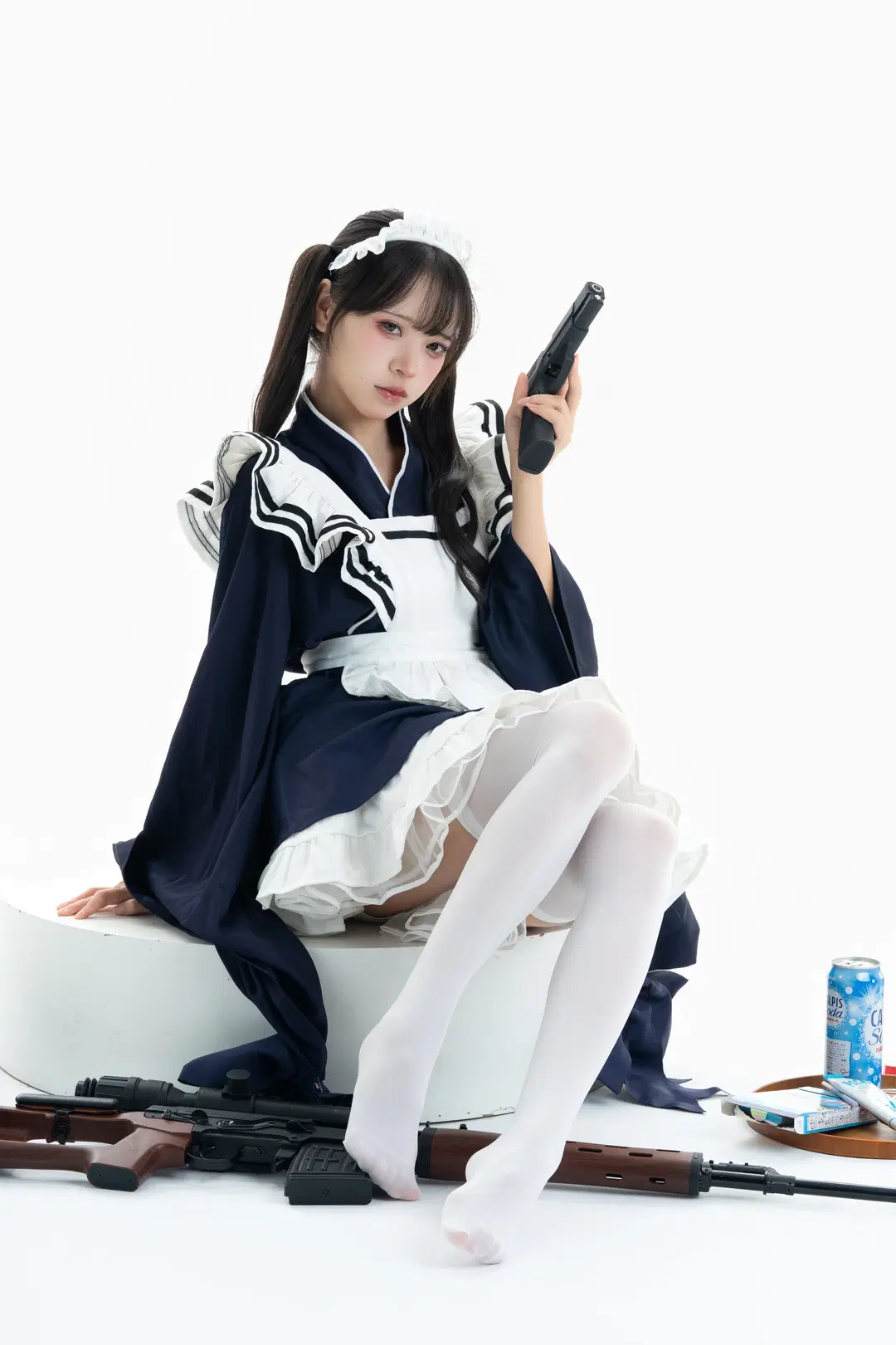 白ホリ和風メイド服撮影テスト：驚異の体幹バランスを披露 - 一只黑猫 - 8枚目