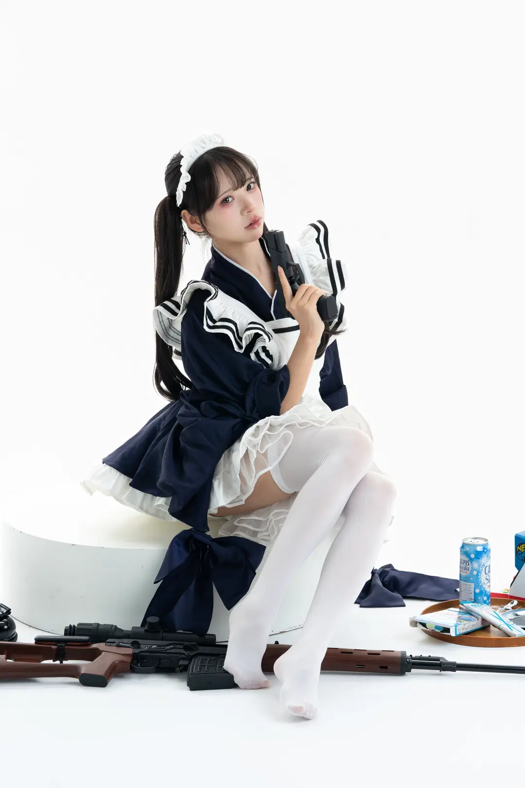 白ホリ和風メイド服撮影テスト：驚異の体幹バランスを披露 - 一只黑猫 - 9枚目