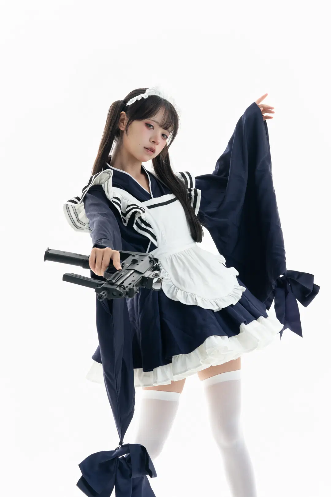 白棚和风武装女仆，动作参考与绘画素材拉满 - 一只黑猫 - 第12张