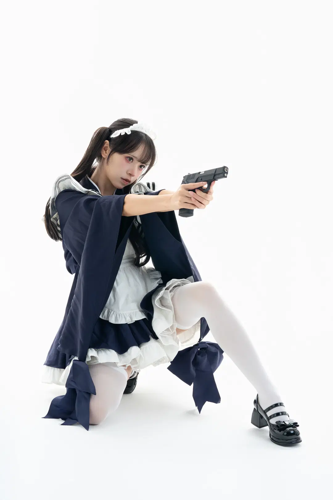 白棚和风武装女仆，动作参考与绘画素材拉满 - 一只黑猫 - 第2张