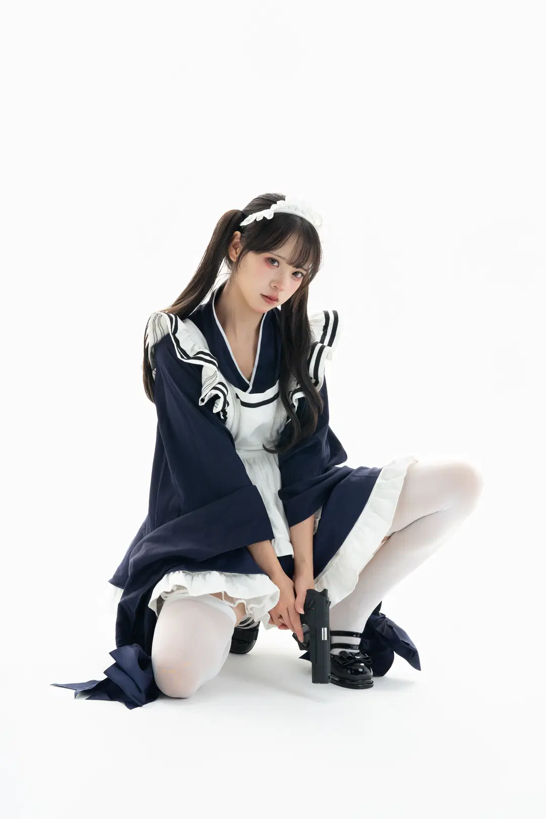 白棚和风武装女仆，动作参考与绘画素材拉满 - 一只黑猫 - 第3张