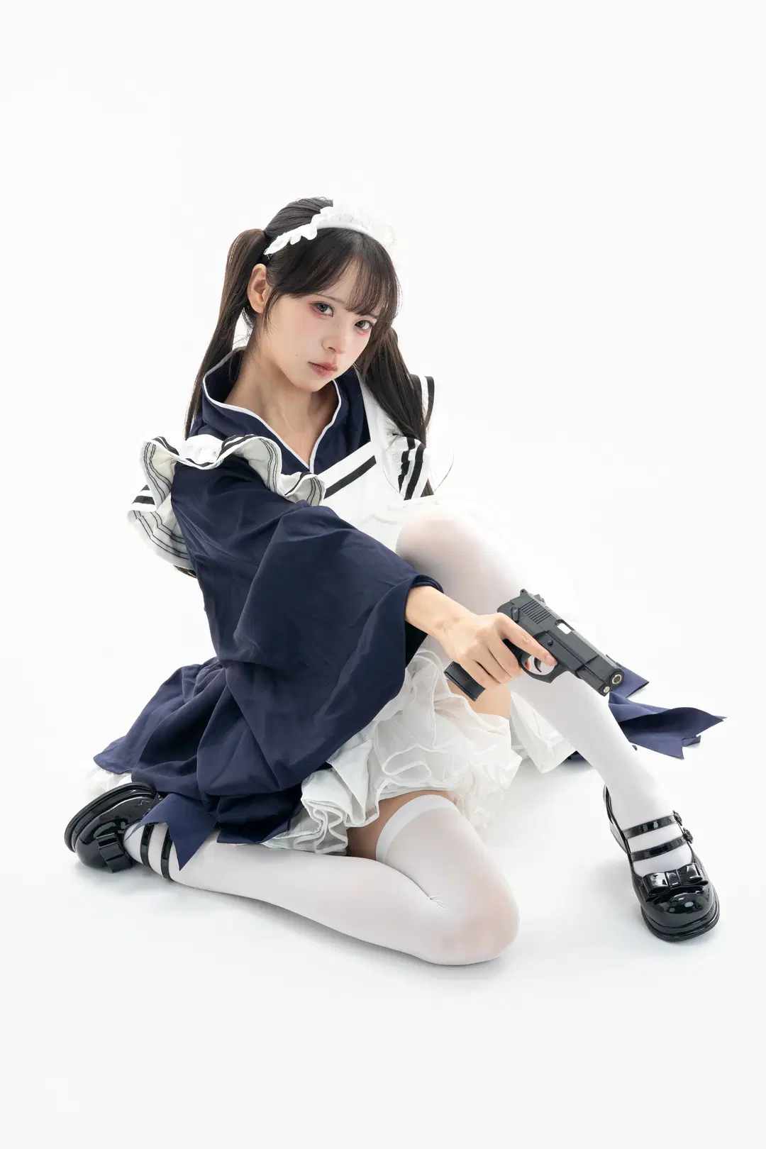 白棚和风武装女仆，动作参考与绘画素材拉满 - 一只黑猫 - 第4张