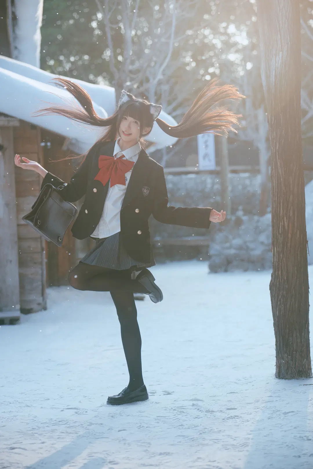 [Snow Country JK] Snow Country JK Uniform Photoshoot: Peak Winter vibes in First snow photography by 柏油小星瞳📸 - Image 9