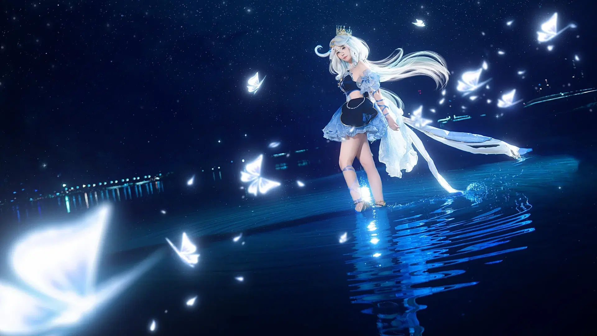 【芙卡洛斯cos】原神星空水面下的鈴蘭舞裙起舞橫圖