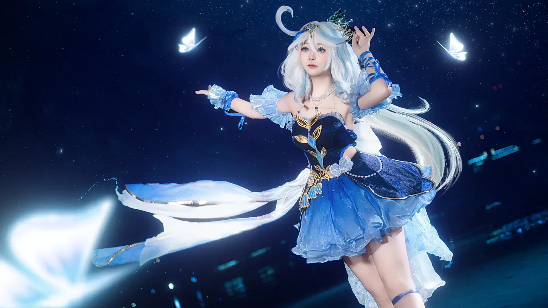 【芙卡洛斯cos】原神星空水面下的鈴蘭舞裙起舞橫圖 - 符吕子 - 第4張