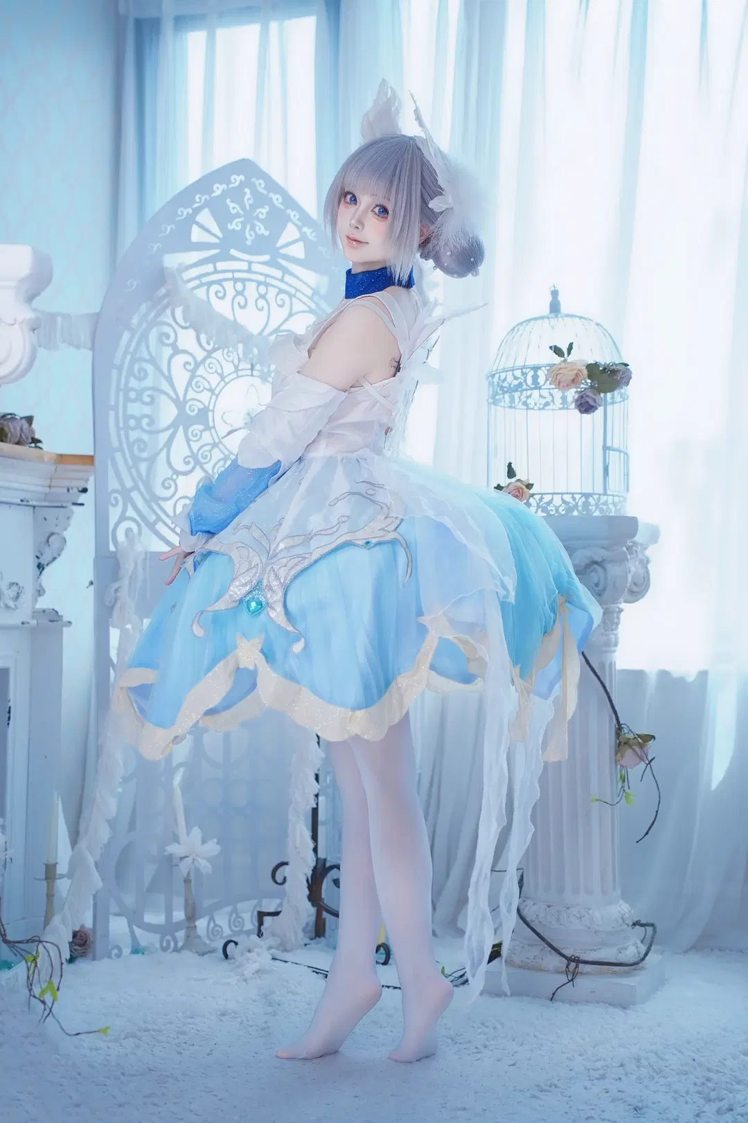 Honor of Kings, White stockings, Xiao Qiao Cosplay, Stockings, Xiao Qiao Swan Dream cosplay
