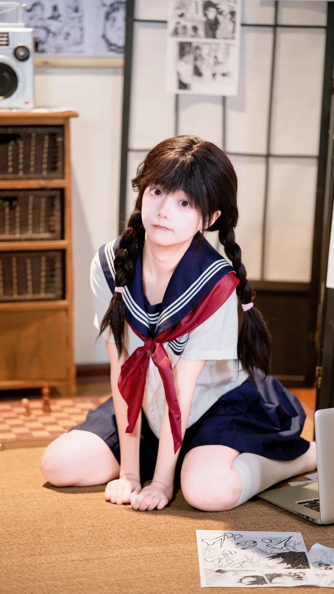 二次元少女, 学院风, 日系摄影, 水手服cos, 青春猪头少年