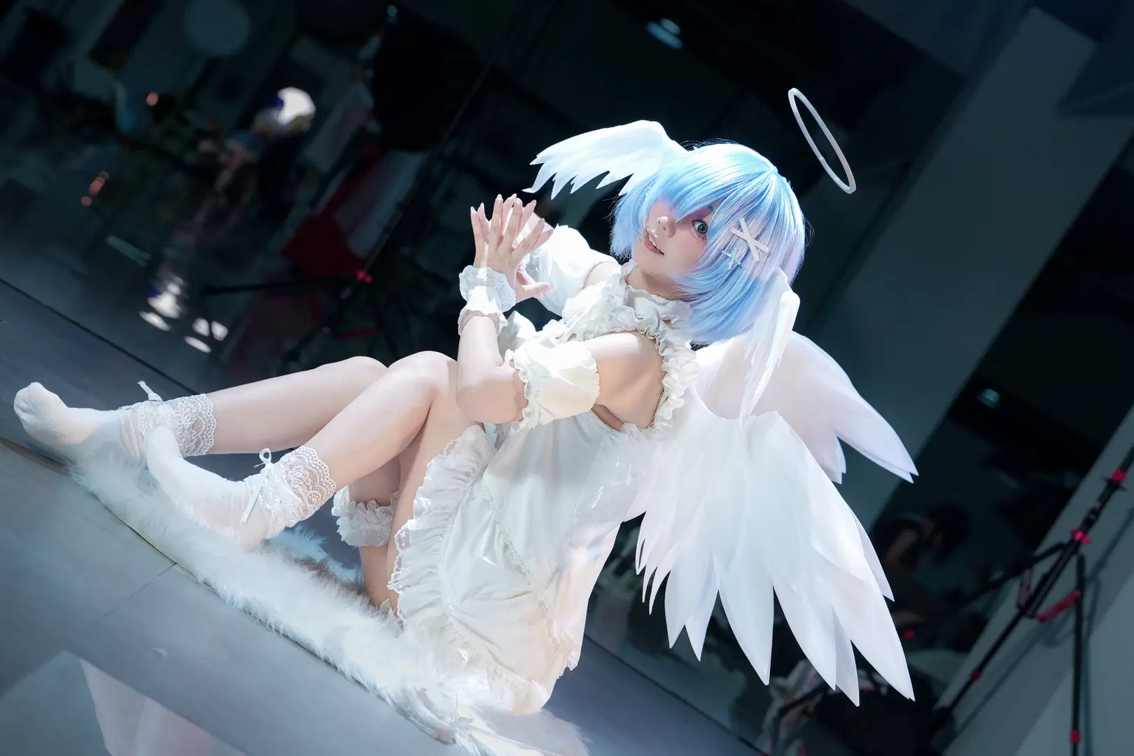 ホタルACGエキスポ, Re:ゼロから始める異世界生活, レム コスプレ, 白ストッキング, 天使降臨コスプレ