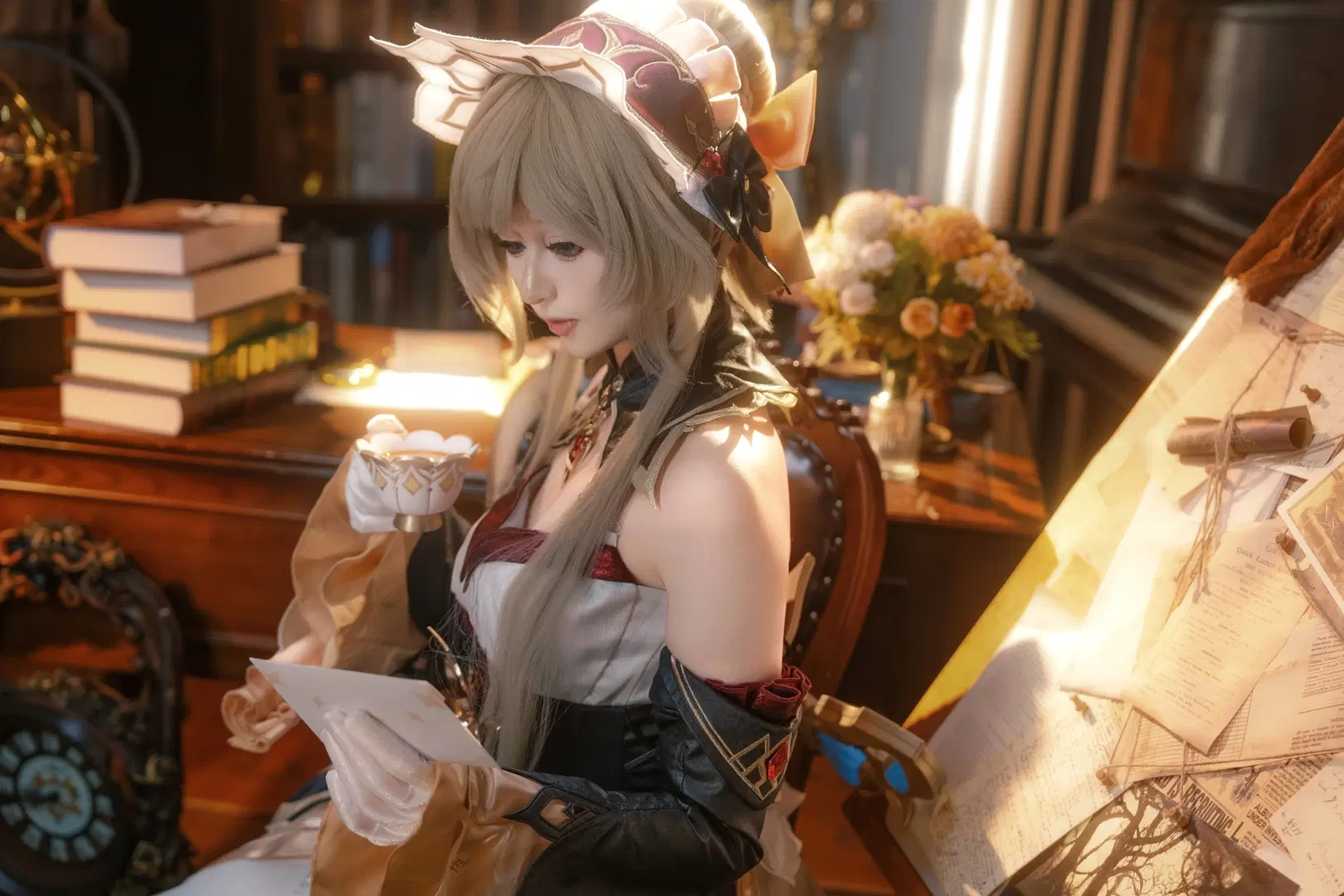 [Sandrone Cosplay] Genshin Impact Puppet: A Vintage Study and Glowing Missives by 奈萧- - Image 4